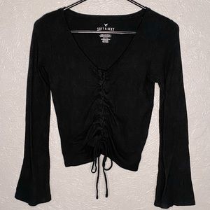 Black drawstring American Eagle long sleeve top